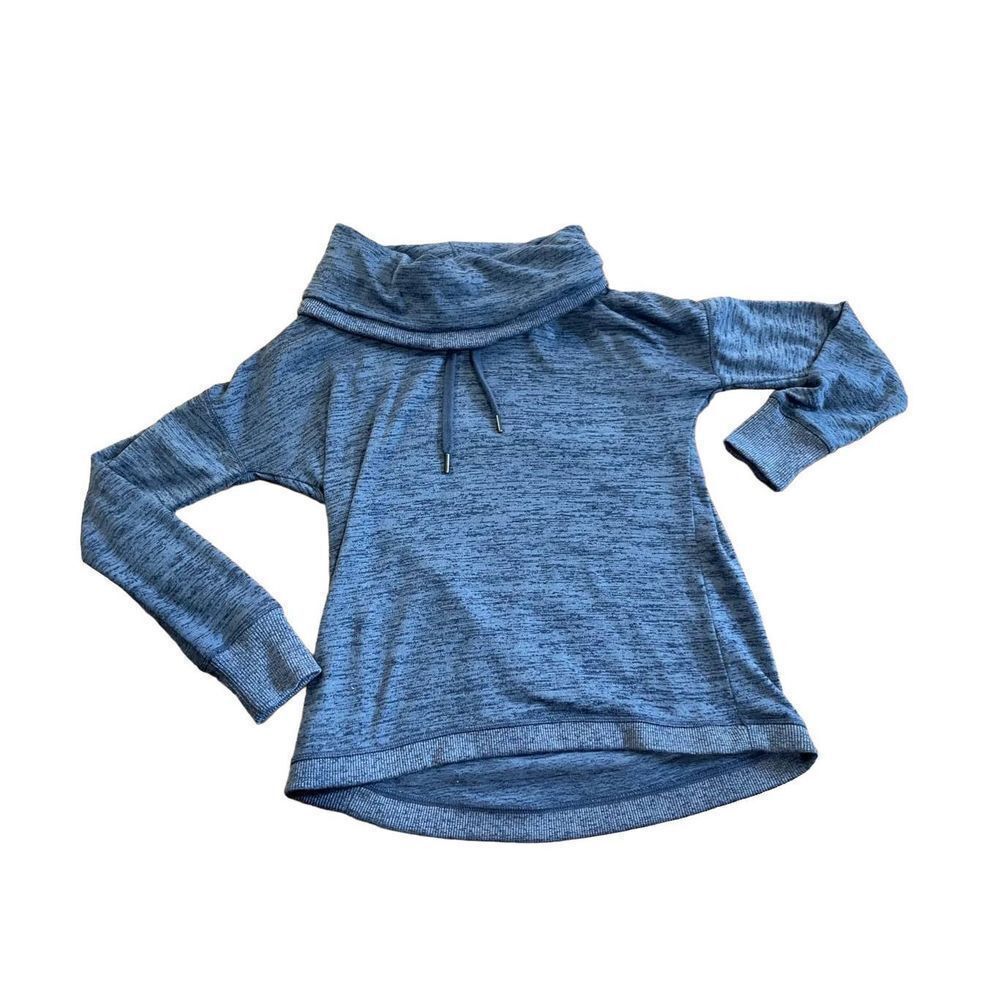 Athleta‎ Blissful Cowl Neck drawstring pullover Sweatshirt size XS blue - Picture 2 of 8